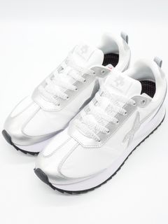 【希少レディース 】KIS-W  SILVER ×  WHITE / ローカットスニーカー「スウェード×ナイロン×パテントの異素材コンビネーション」