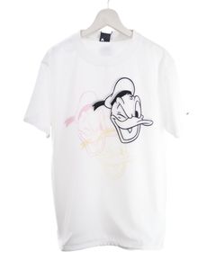 【3Dドナルドダックデザイン】 アートTシャツ / ディズニーコラボ  / WHITE / ユニセックス