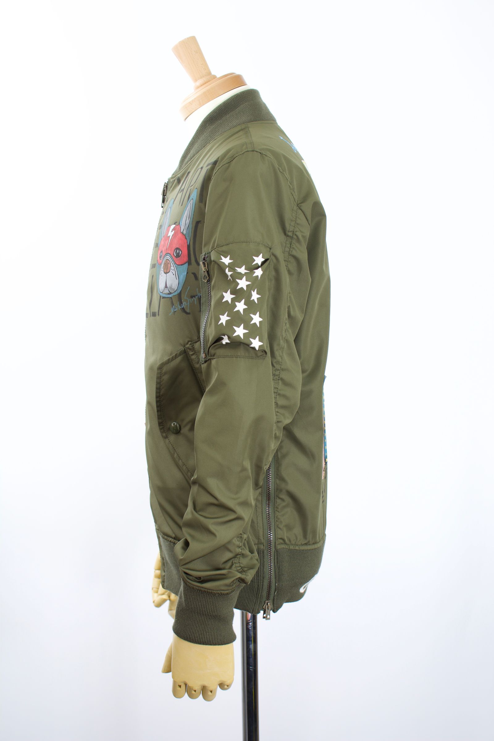 ONE-598 MA-1  / リバーシブル /   LANDER BLUE 別注 /Hand Made / ハンドメイド  / ハンドペイント