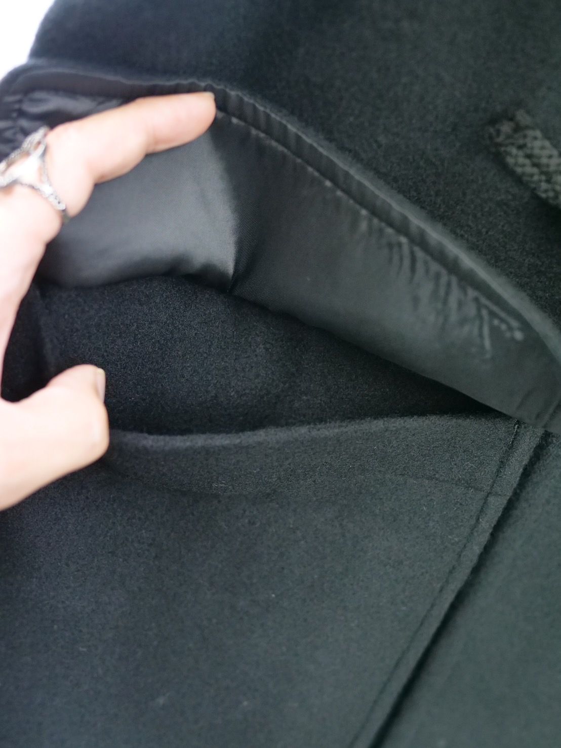 【WOOL混紡コート】ハイネックダッフルコート / メルトン生地 / オーバーサイズコート / BLACK