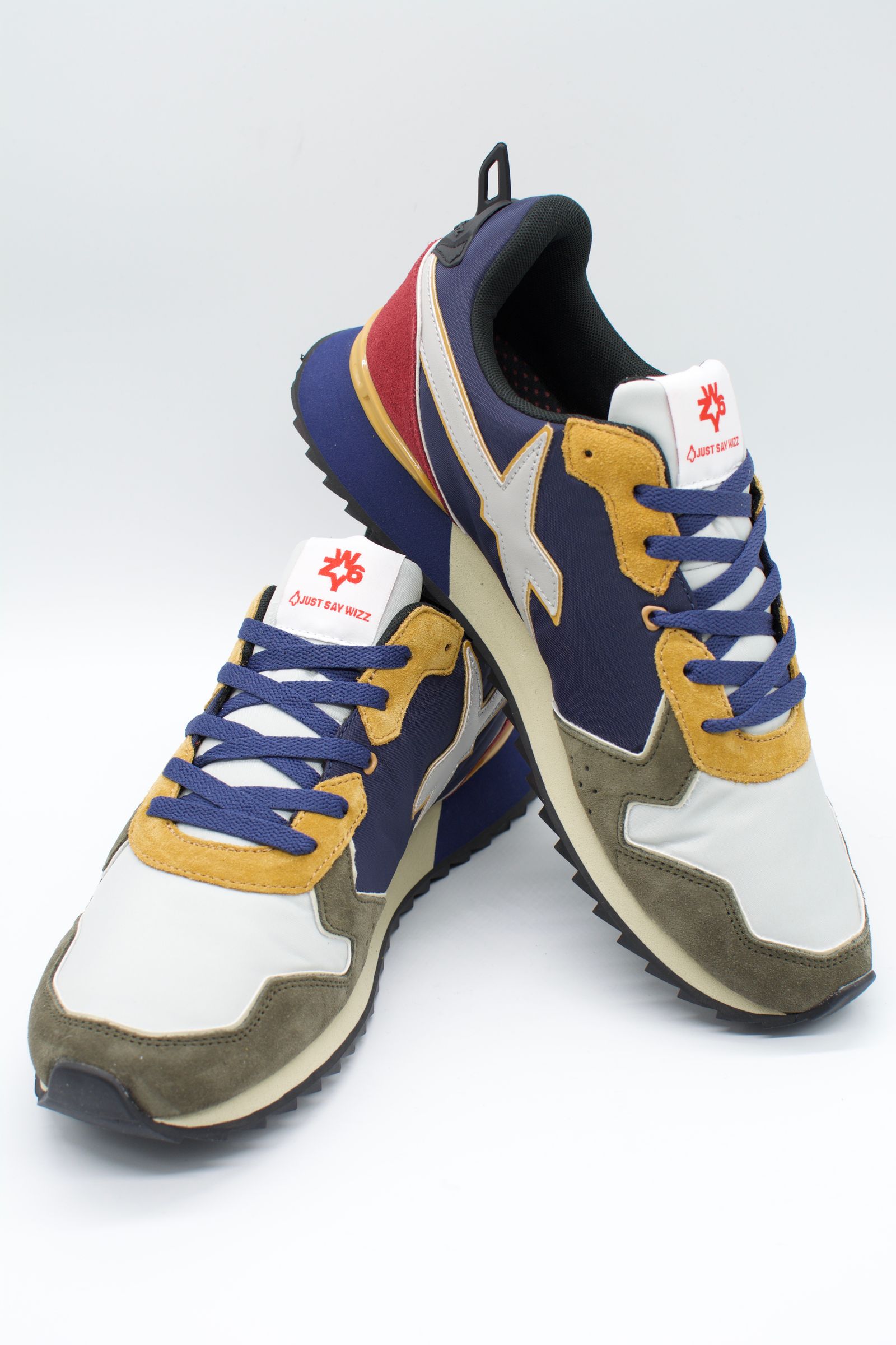 JET-M /  KHAKI×NAVY×RED  /ローカットスニーカー「スウェード×ナイロン×レザーの異素材コンビネーション」
