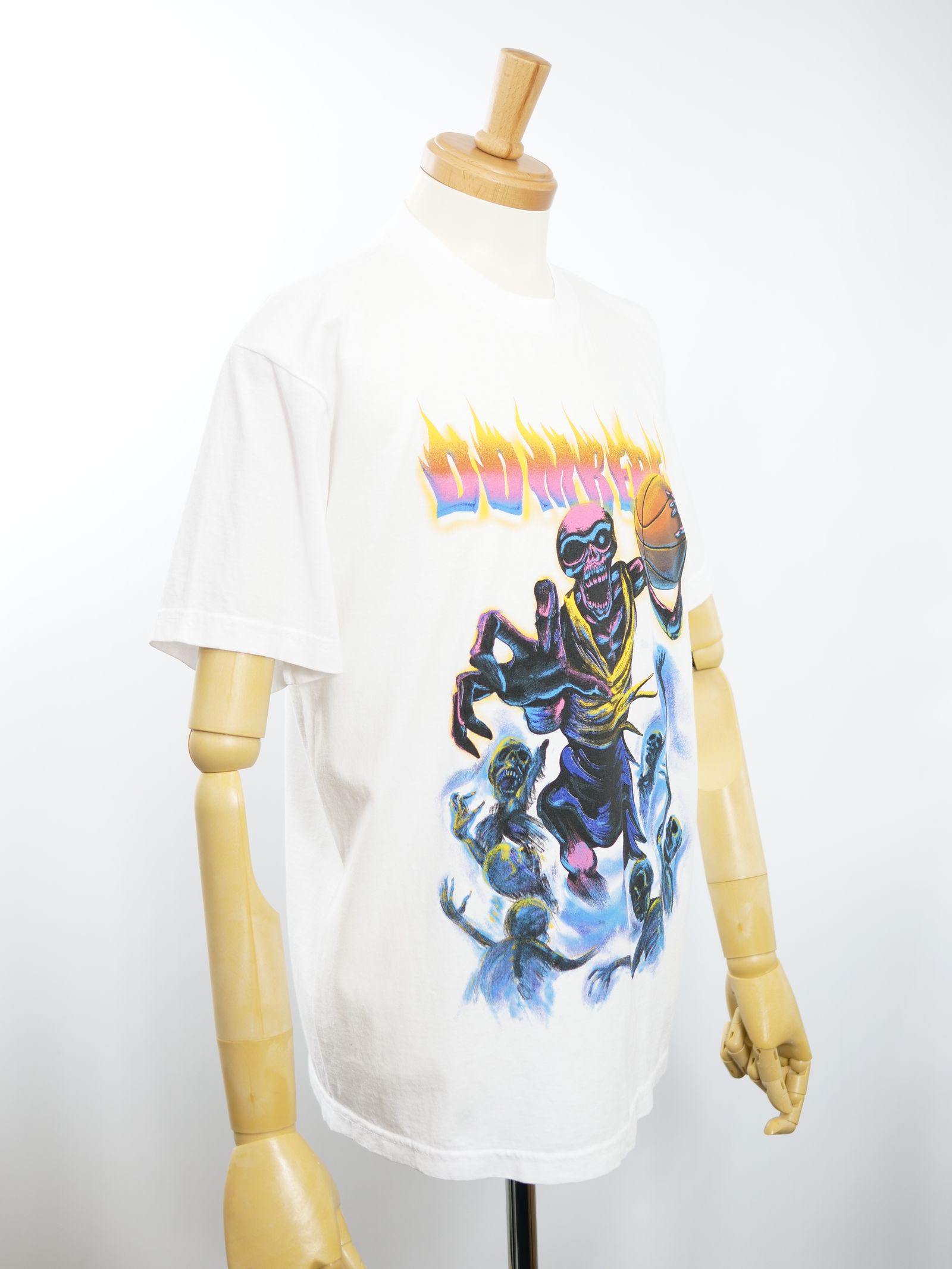 BASKET BONES BOX T SHIRT / WHITE / 白色 / オーバーサイズ  / USA産コットン / ヘビーオンス /厚手