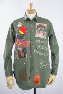 ONE-512 Long Military Shirt / ミリタリーシャツ / Hand Made / ハンドメイド / Dog / ハンドペイント