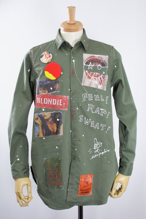 ONE-512 Long Military Shirt / ミリタリーシャツ / Hand Made / ハンドメイド / Dog / ハンドペイント