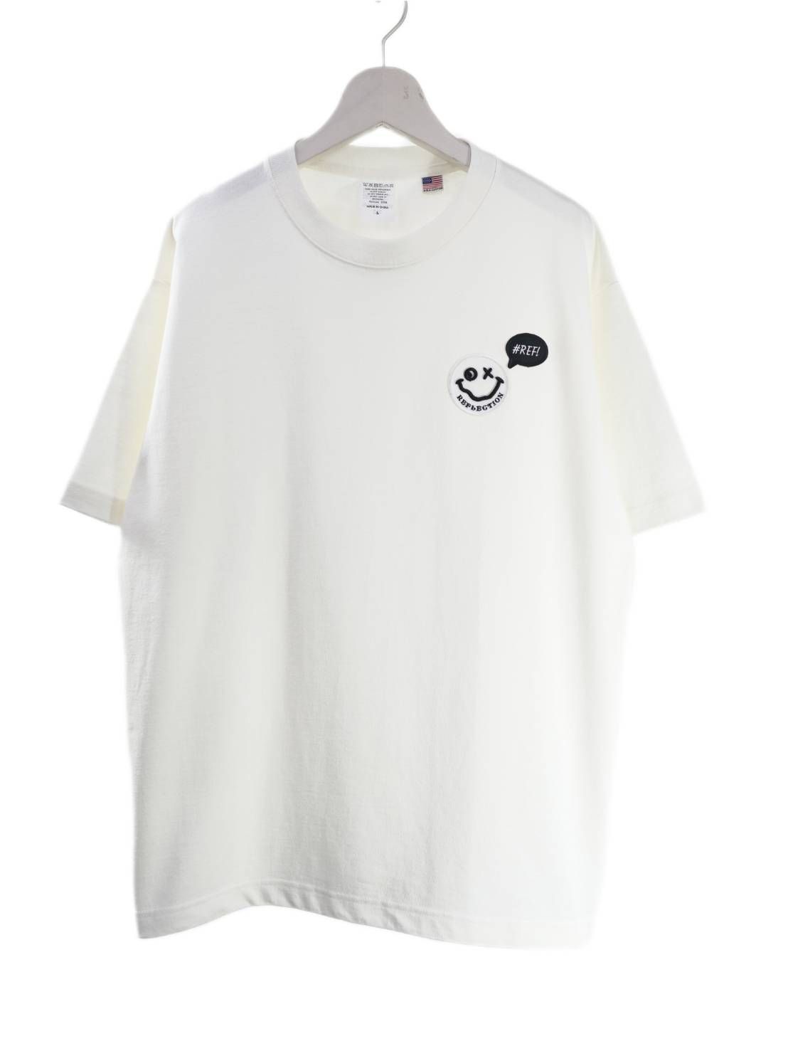「リメイクTシャツ」 ニコちゃんTシャツ /ワッペン / WHITE  / ユニセックス / usaコットン tシャツ