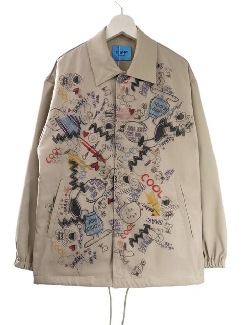 【スヌーピーシリーズ】 TR-014 / コーチジャケット / PEANUTS / SNOOPY / ライセンス商品 / 3Dアート / スヌーピーデザイン / BEIGE / UNISEX
