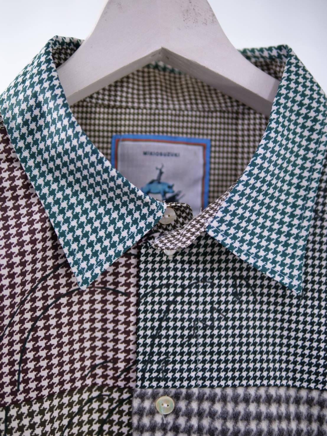 異なるチドリ柄を組み上げたモードシャツ｜40代からの大人に似合う一着｜オーバーサイズ｜ユニセックス