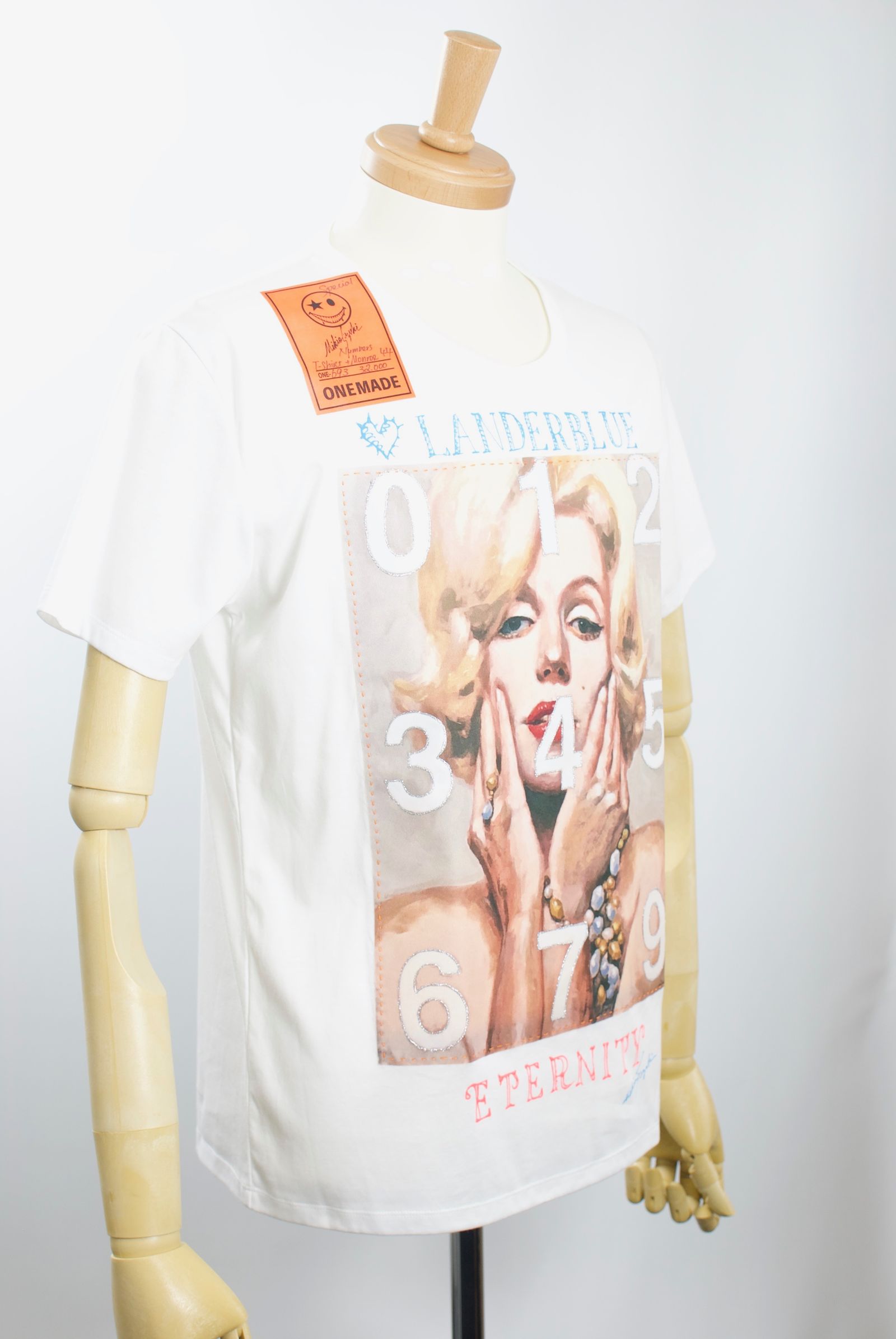 ONE-693 MONROE  44サイズ / ハンドメイド / LANDER BLUE 別注モデル  / 1点もの /アートTシャツ