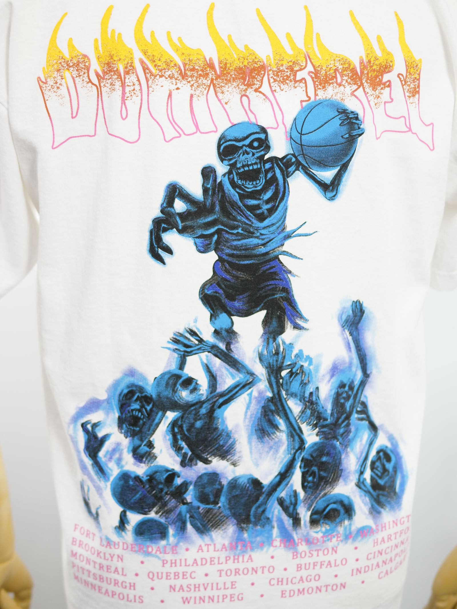 BASKET BONES BOX T SHIRT / WHITE / 白色 / オーバーサイズ  / USA産コットン / ヘビーオンス /厚手