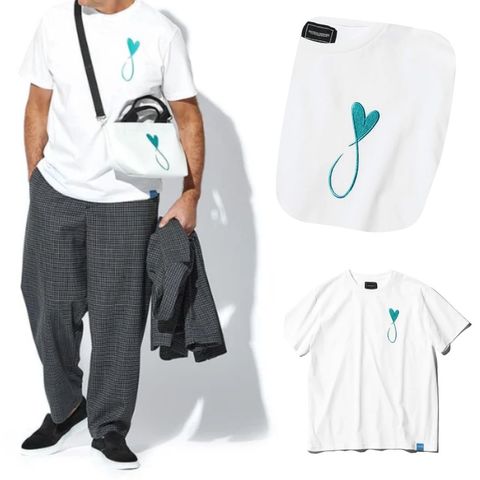 【LEON掲載】 ハートデザイン/ 刺繍Tシャツ/ WHITE / 半袖Tシャツ