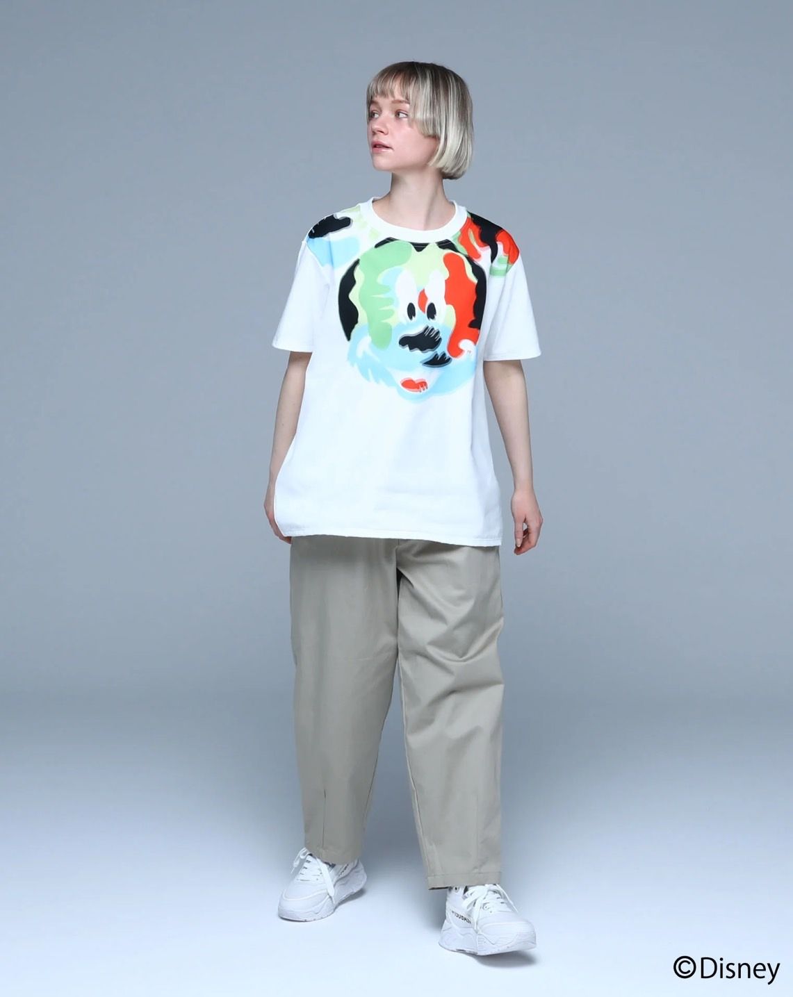 【MAXSIX3Dシリーズ】  CAMOUFLAGE / MICKEY / アートTシャツ / ディズニーライセンス商品  / WHITE / ユニセックス