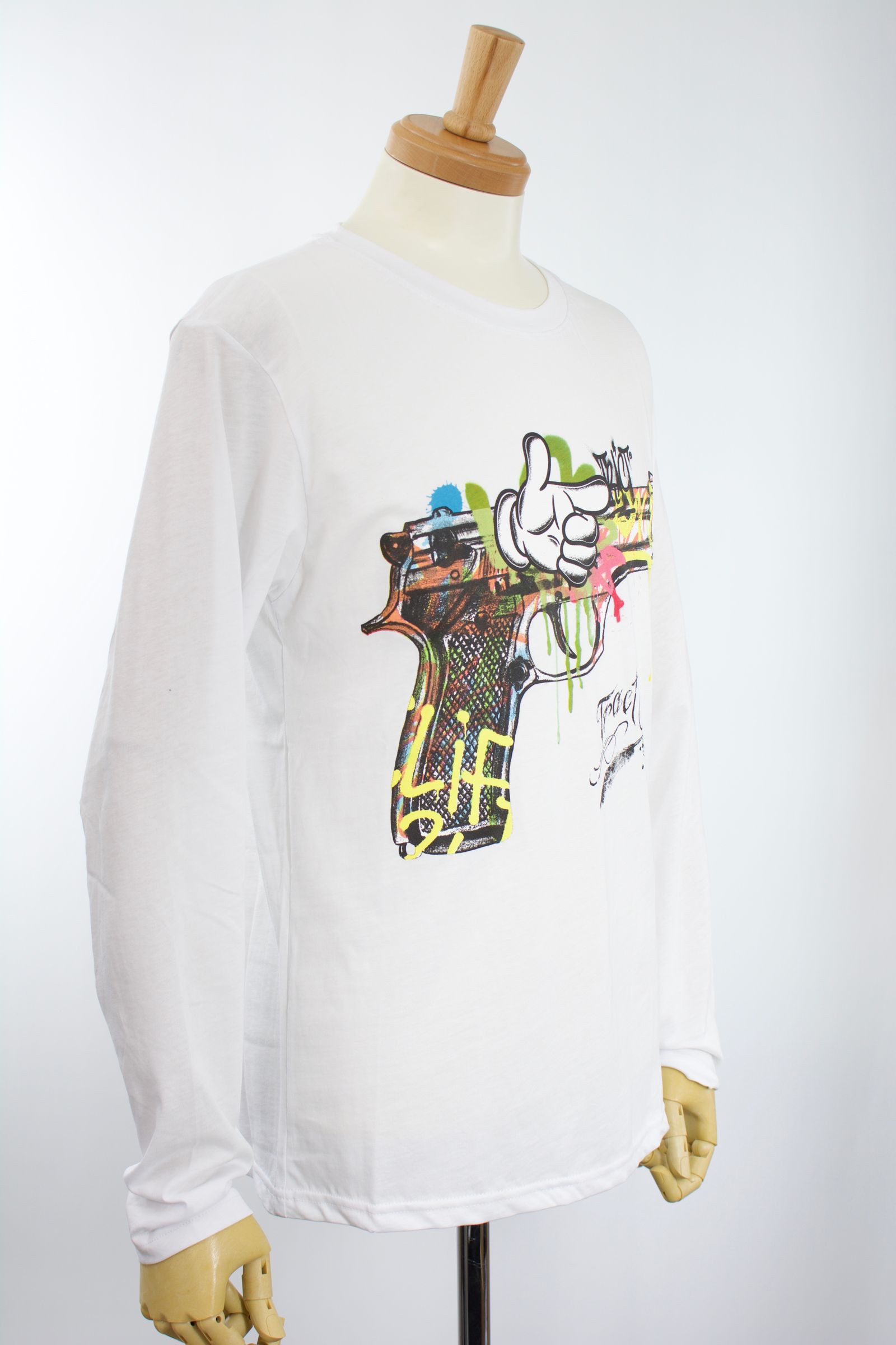 TR158MLS  / GRAFFITI PISTOL / WHITE / グラフィティーTシャツ / アート / MADE IN ITALY