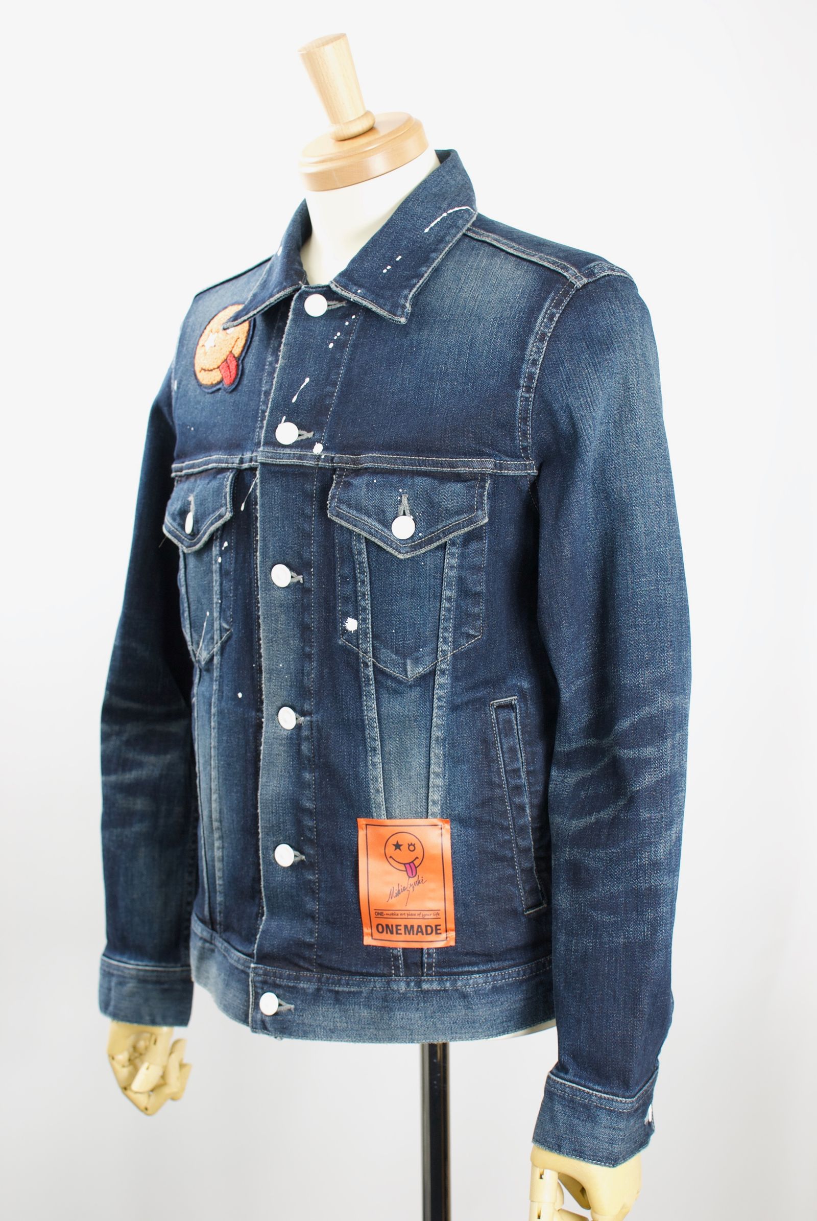 ONE-656A MA-1 DENIM JACKET  / デニムジャケット / デニム×ナイロン / Hand Made / ハンドメイド  / ハンドペイント
