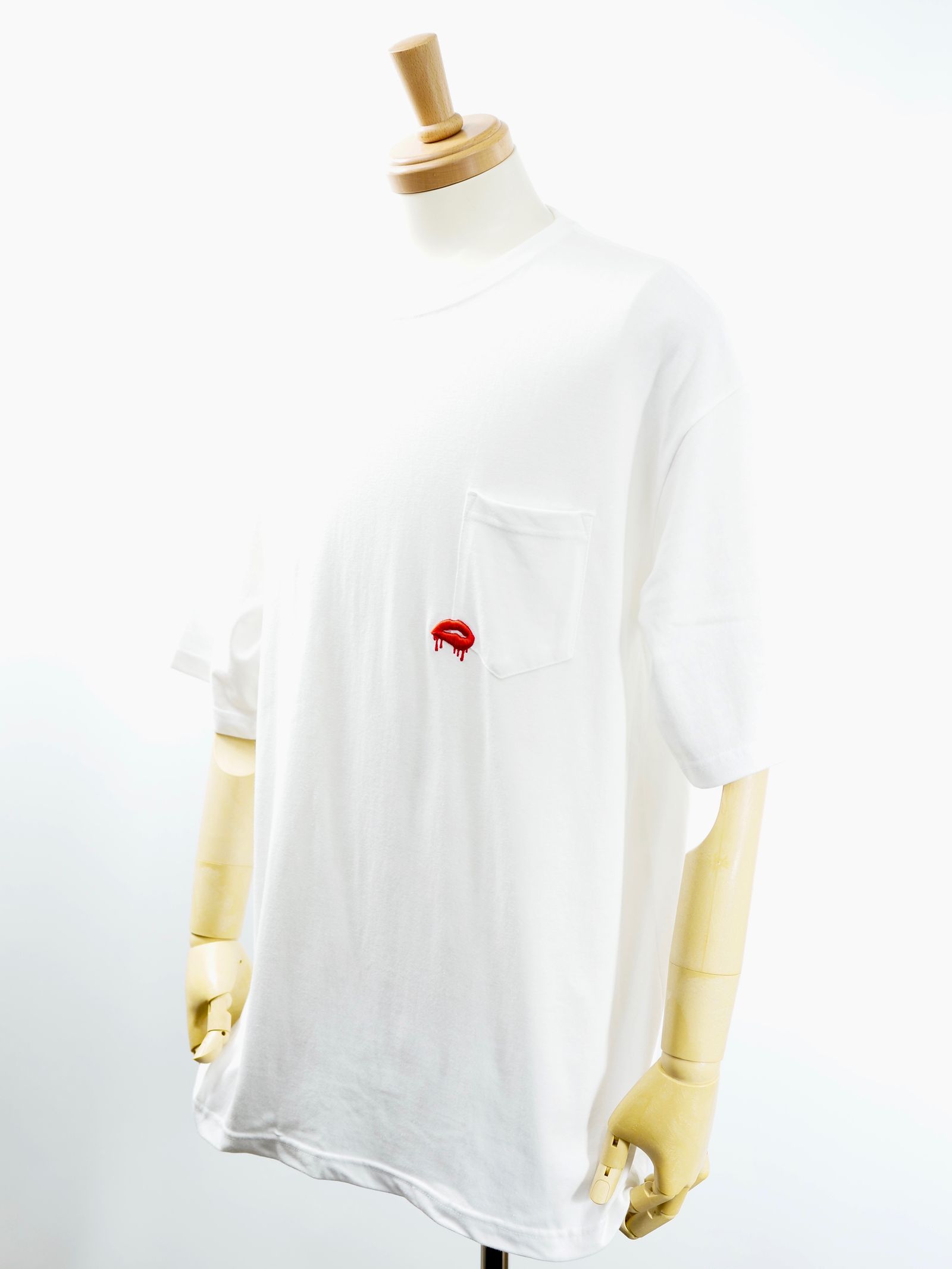 【3D刺繍】LANDER BLUE オリジナル / マリリンモンローキスマーク  /  ビックシルエット /  1ポケTシャツ