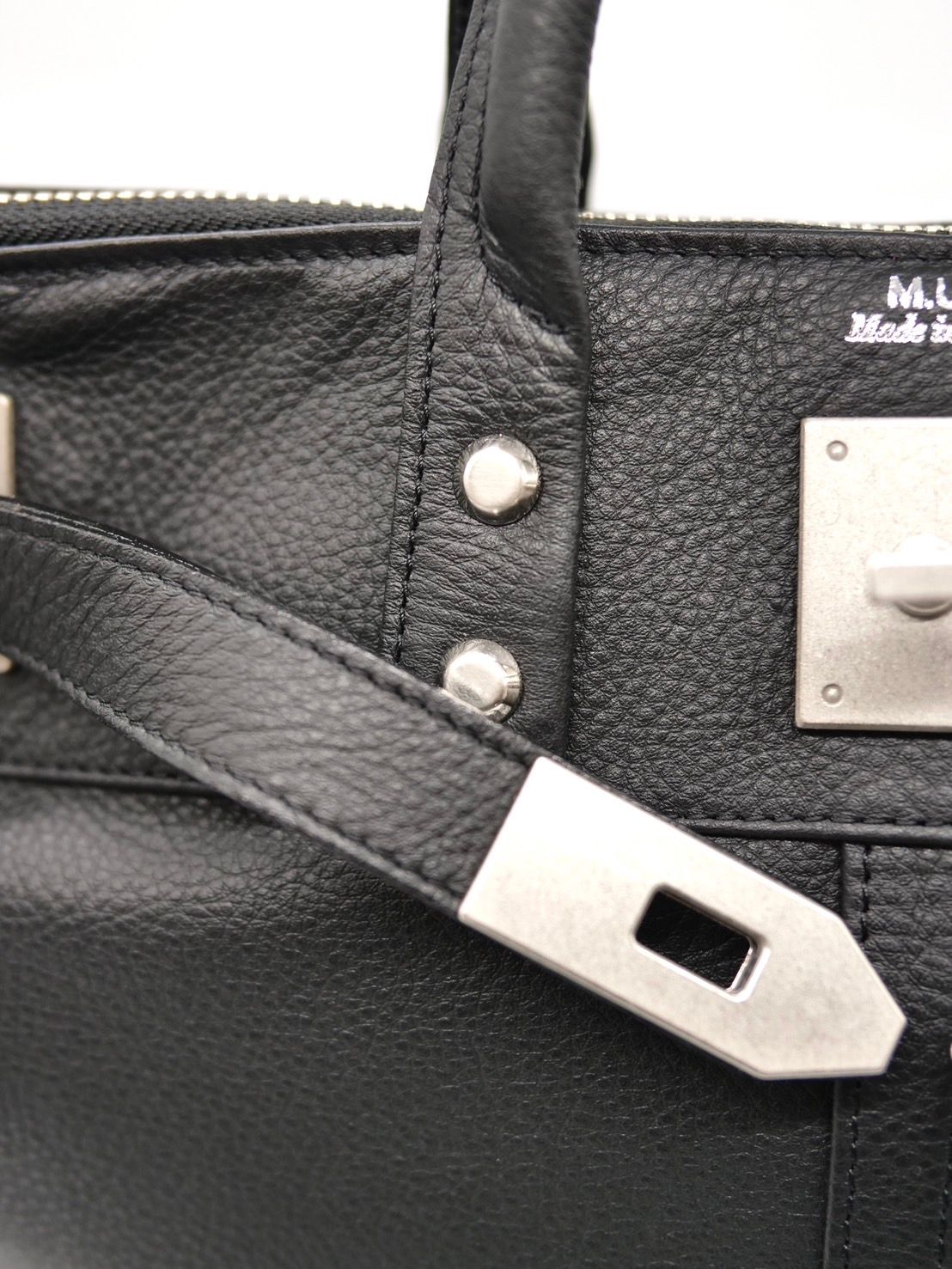 【M.U.L/ エムユーエル】本革（レザー） ブラック / ヘルメットバック / 日本製 / Made in Japan / 2way Bag / ショルダートートBag / メンズ レディース 兼用 UNISEX