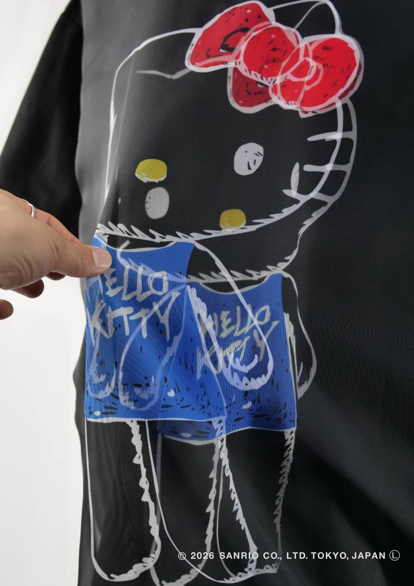 【HELLO KITTY デザイン】TR-094 アートTシャツ / サンリオキャラクターコラボ / BLACK / ユニセックス