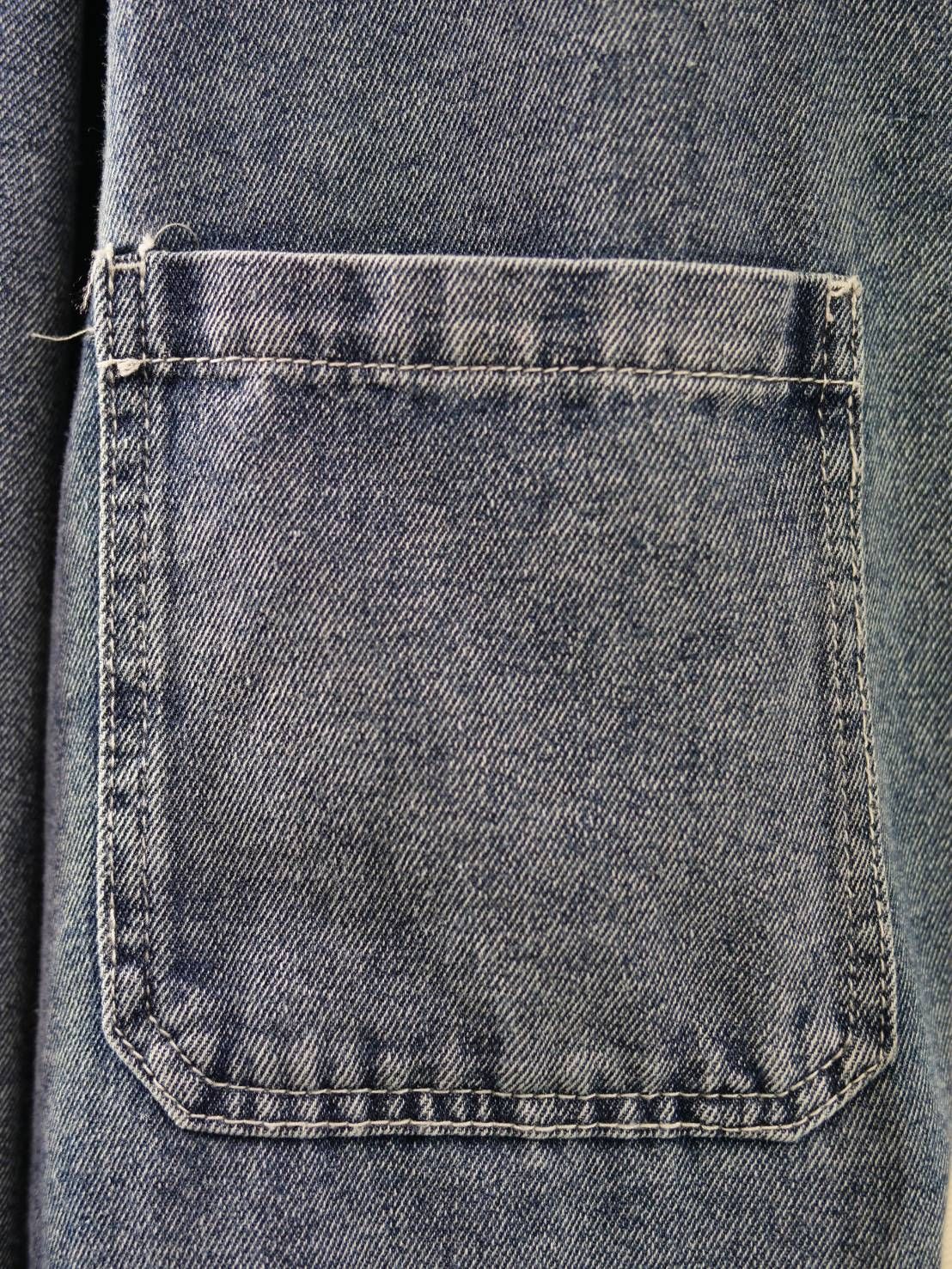 70年代風ワッペン / デニムフードシャツ  / リラックスフィット / ユニセックス / LANDERBLUE ORIGINAL