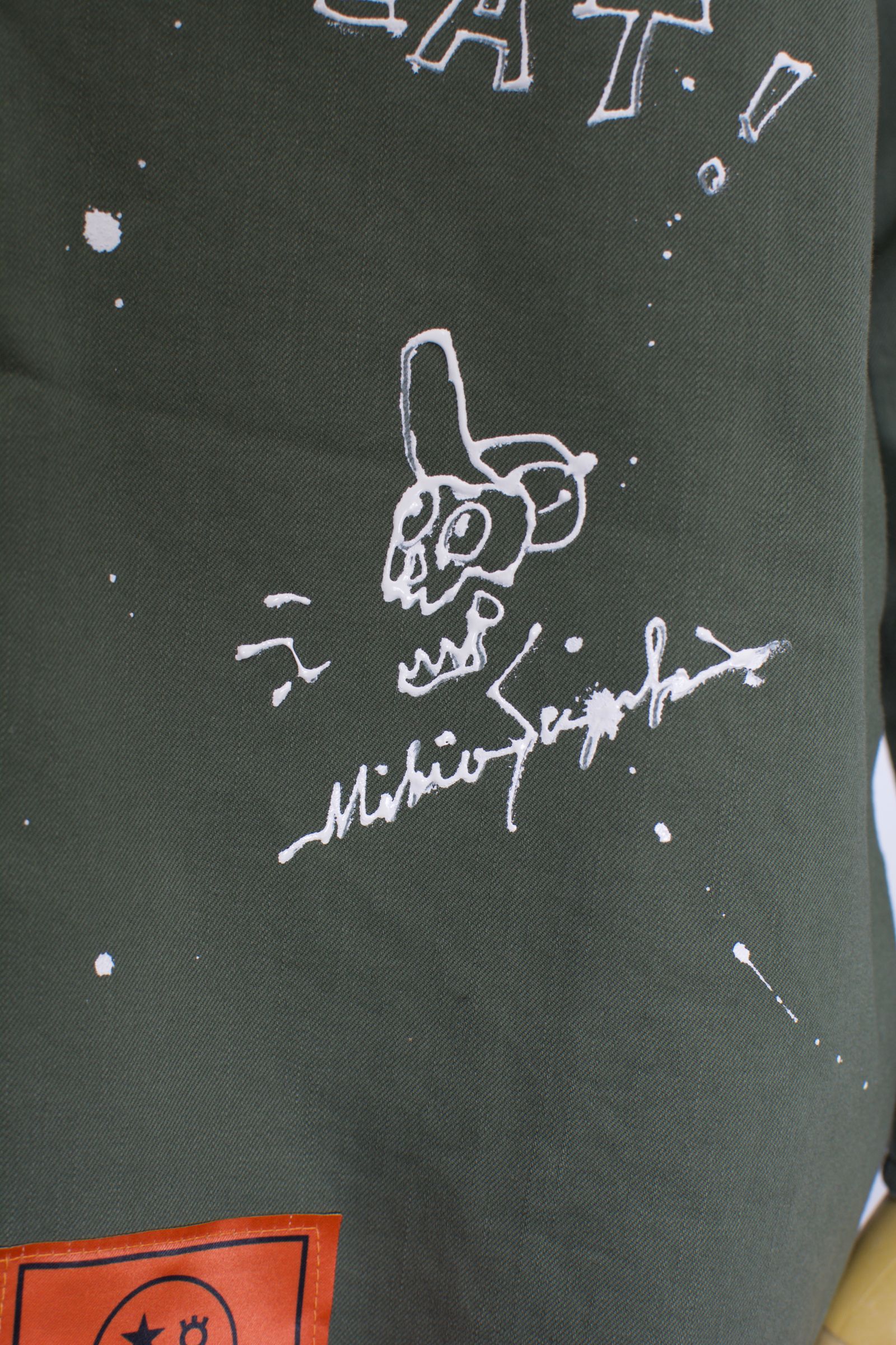 ONE-512 Long Military Shirt / ミリタリーシャツ / Hand Made / ハンドメイド / Dog / ハンドペイント