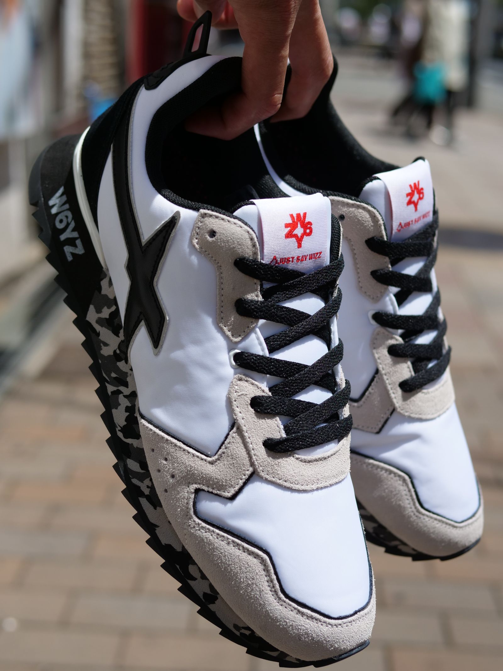 JET-M / WHITE×BLACK×CAMO /ローカットスニーカー「スウェード×ナイロン×レザーの異素材コンビネーション」