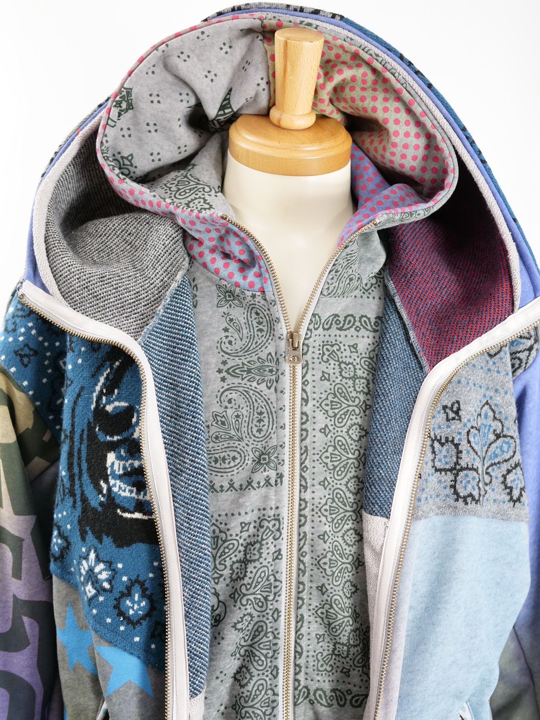 【異素材を組み合わせた逸品】ONE-1009 / HOODED BLOUSON / レイヤードZIPパーカー