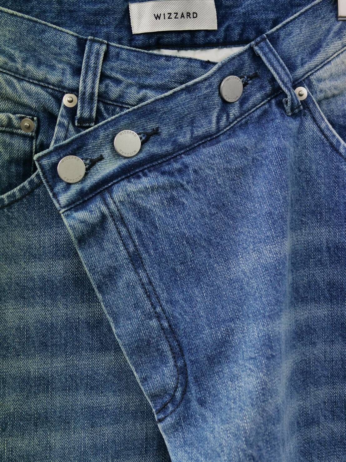 【ワイドデニムパンツ】 OVERLAP DENIM WIDE PANTS / インディゴブルー / ストレート / 13.3オンス