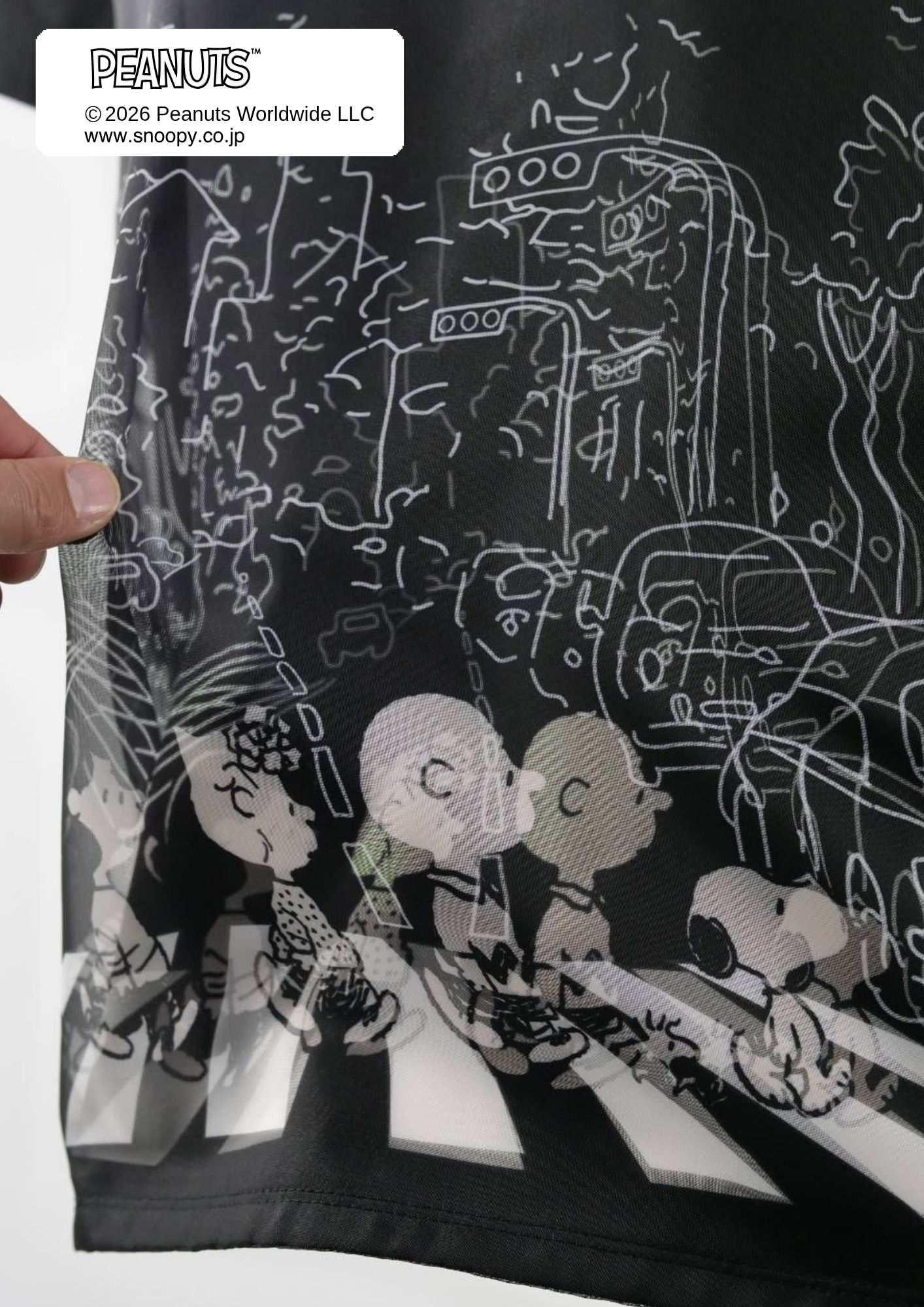 【PEANUTS  SNOOPY】 TR-098 / スヌーピー3DプリントTシャツ/  / BLACK / UNISEX