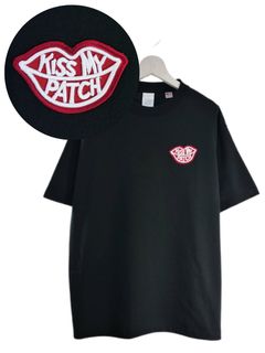 「リメイクTシャツ」 キスマークTシャツ /ワッペン / KISSMY PATCH / BLACK  / ユニセックス / usaコットン tシャツ