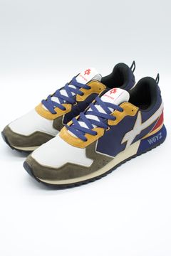 JET-M /  KHAKI×NAVY×RED  /ローカットスニーカー「スウェード×ナイロン×レザーの異素材コンビネーション」