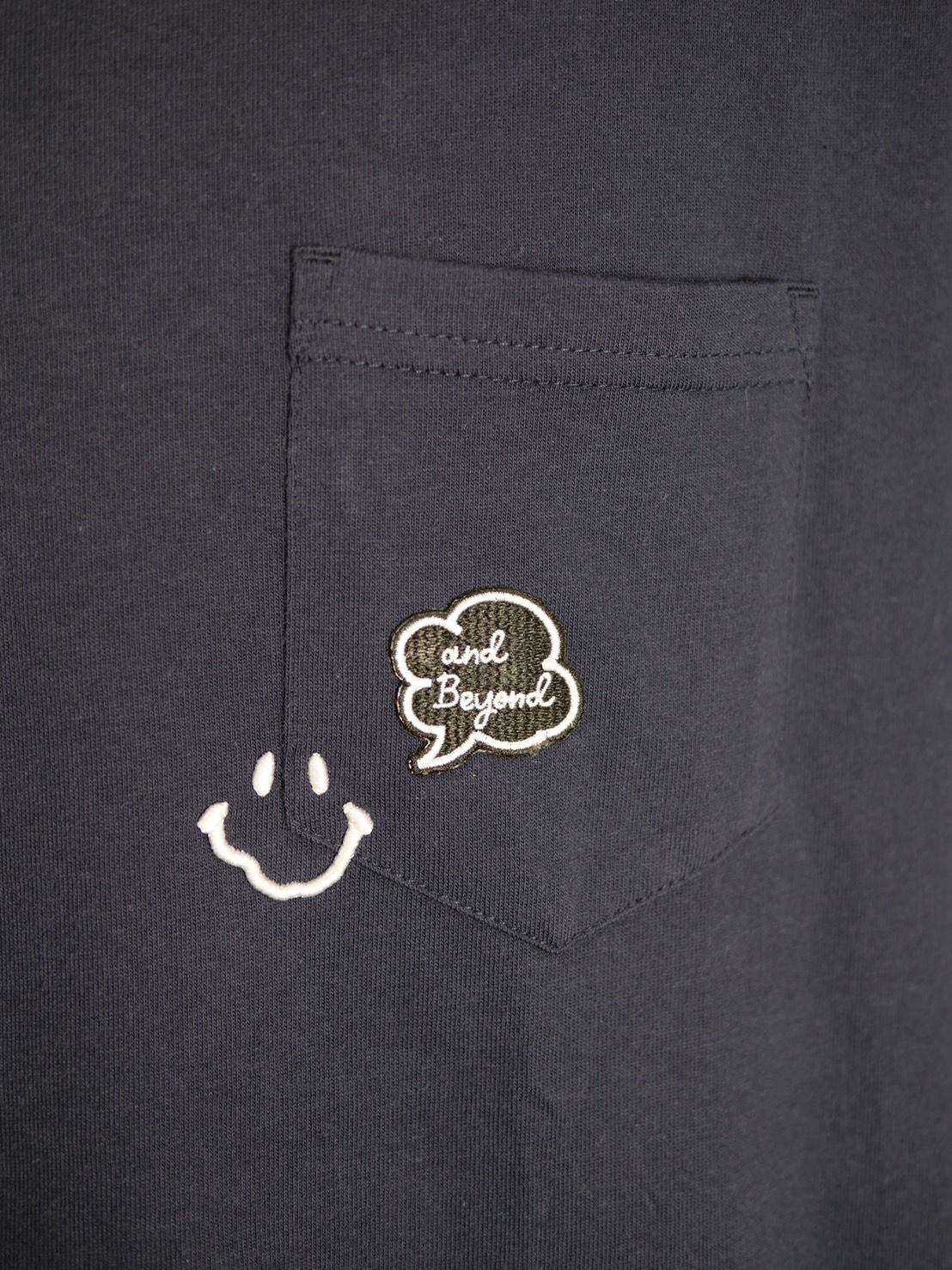 【3D刺繍】LANDER BLUE オリジナル / NAVY / ネイビー / ニコちゃん刺繍 / ビックシルエット / 1ポケTシャツ