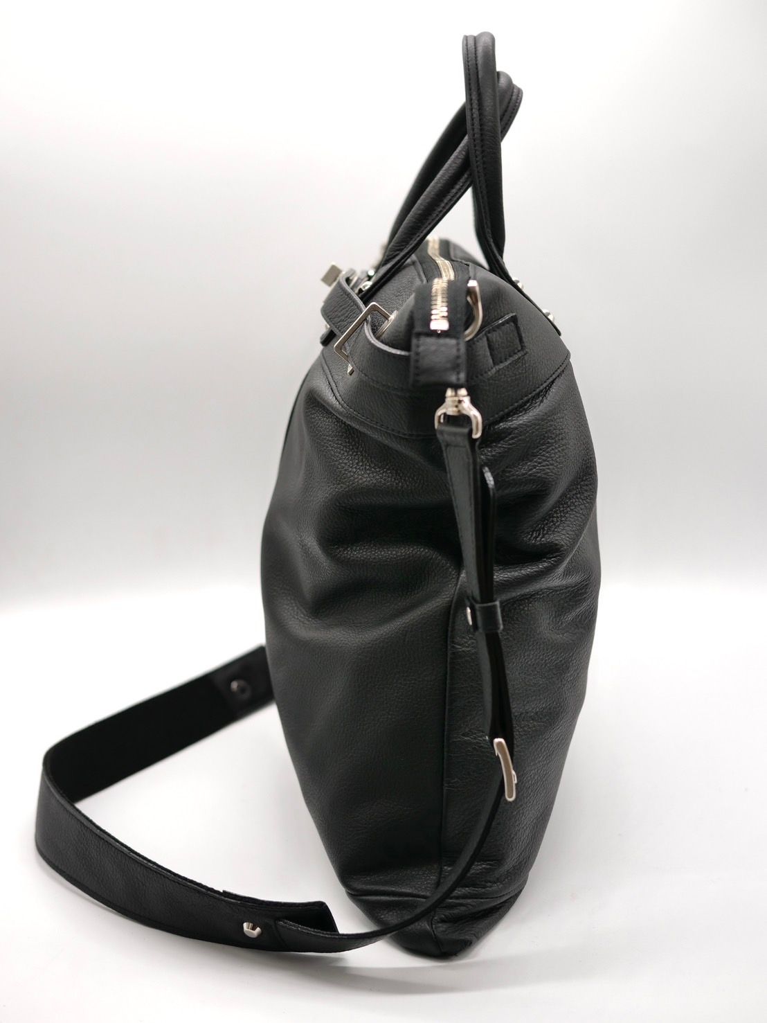 【M.U.L/ エムユーエル】本革（レザー） ブラック / ヘルメットバック / 日本製 / Made in Japan / 2way Bag / ショルダートートBag / メンズ レディース 兼用 UNISEX