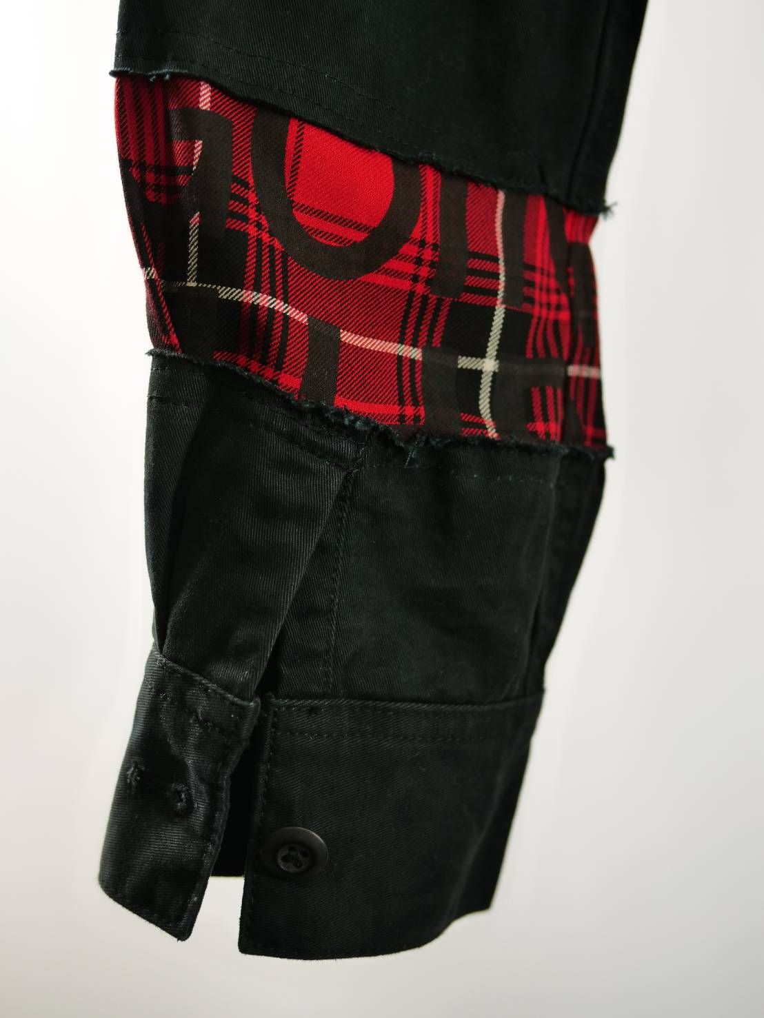 【ONEMADE】 アートミリタリーシャツ｜かご染め×手作業プリントの大人の一着/ BLACK / ユニセックス