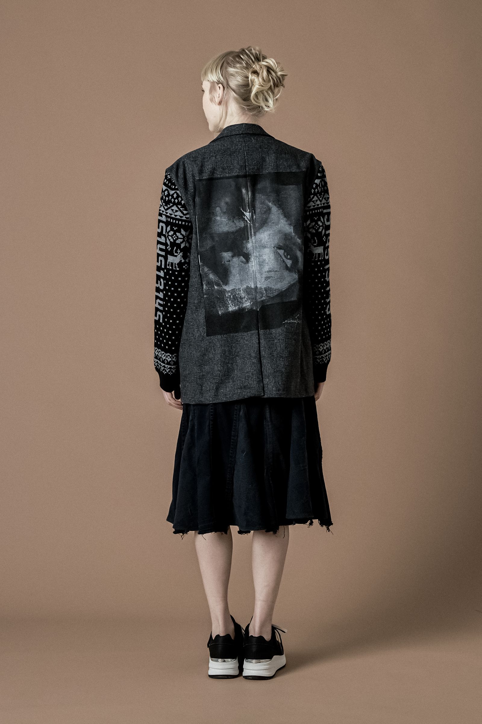 ONE-828  KINIT SLEEVES JACKET / ユニセックス  / ニット切り替えテーラード / ハンドメイド / ウール / カシミア