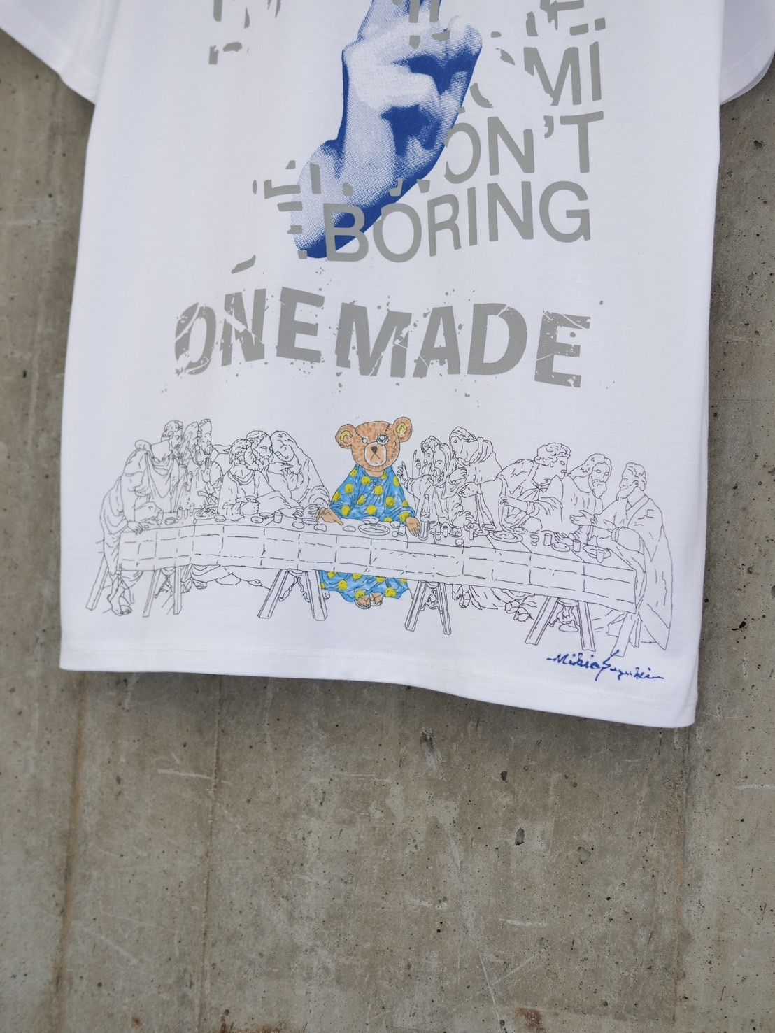 【アート作家が手がけるTシャツ】ONEMADE / LANDERBLUE別注モデル / Art Tシャツ / 1点物 / 白色 / WHITE