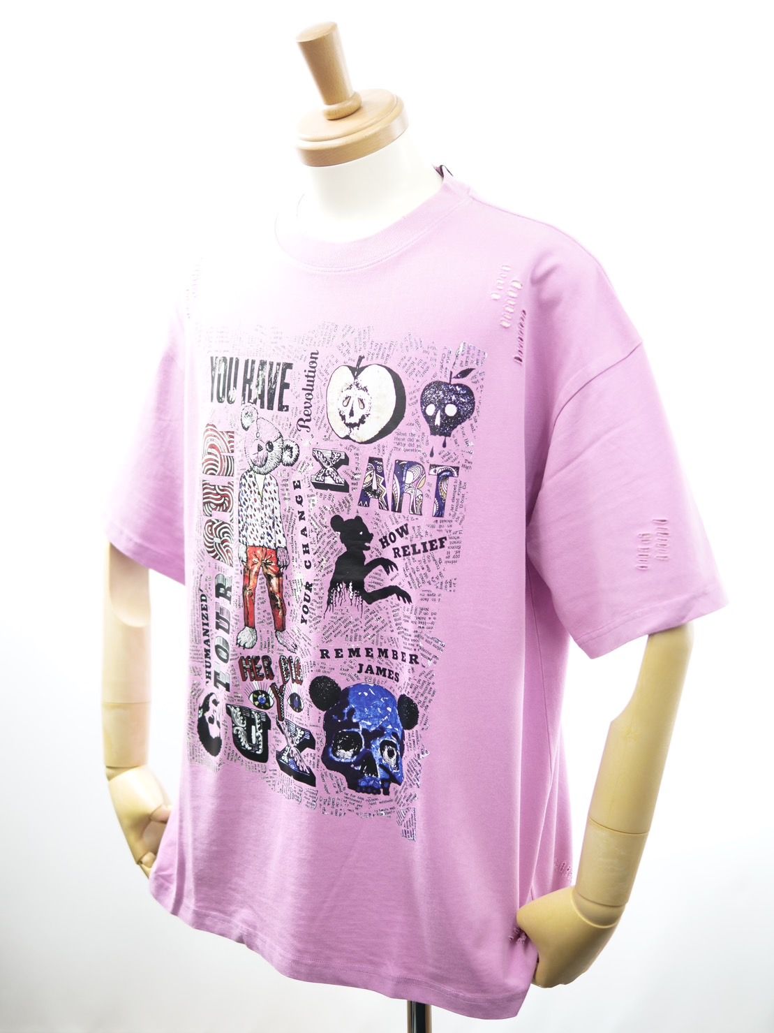 【maxsix x Trick Or Chic】 オーバーサイズTシャツ / ビンテージピンク /  アートTシャツ / オールジェンダー / ユニセックス /