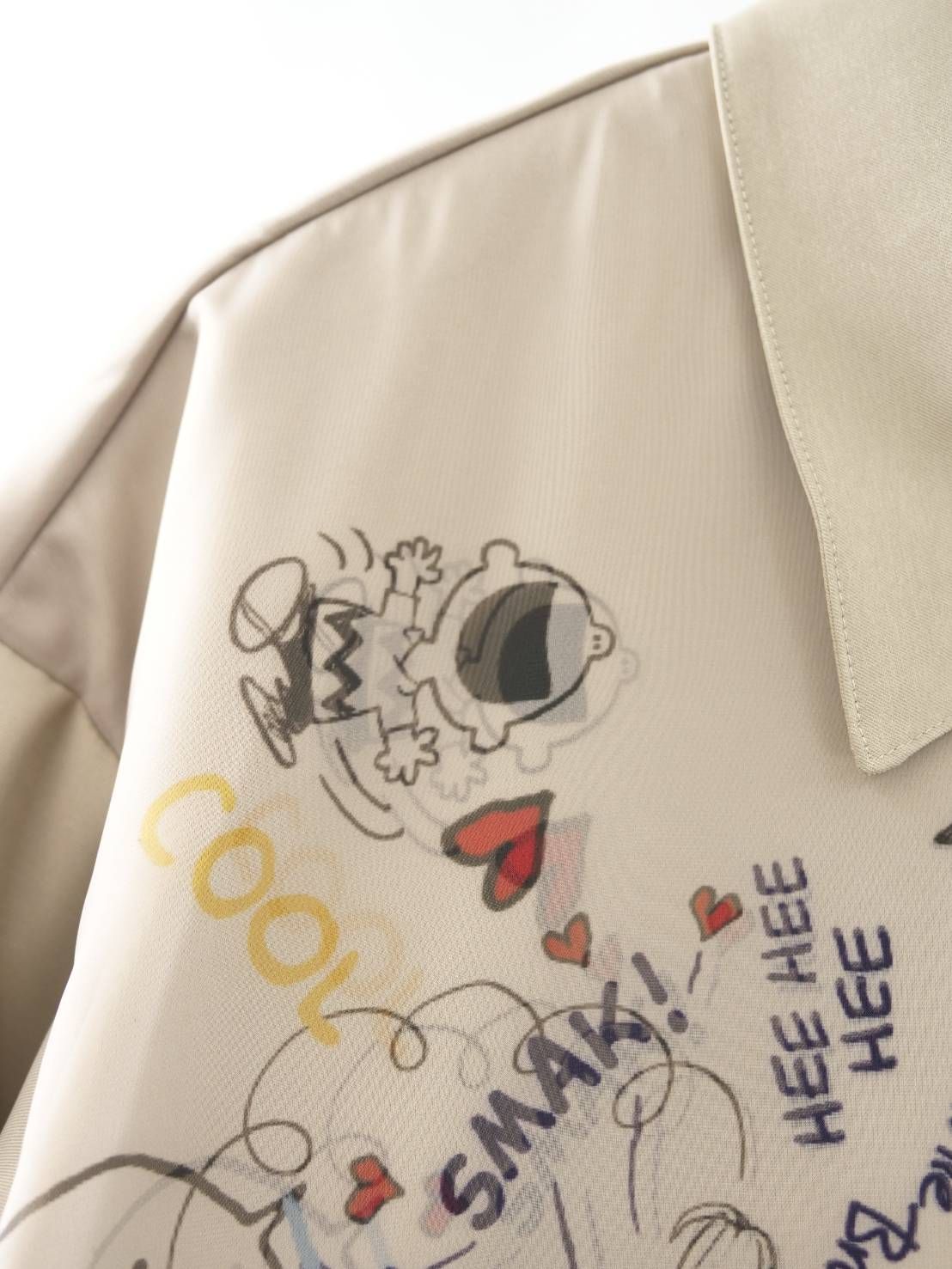 【スヌーピーシリーズ】 TR-014 / コーチジャケット / PEANUTS / SNOOPY / ライセンス商品 / 3Dアート / スヌーピーデザイン / BEIGE / UNISEX