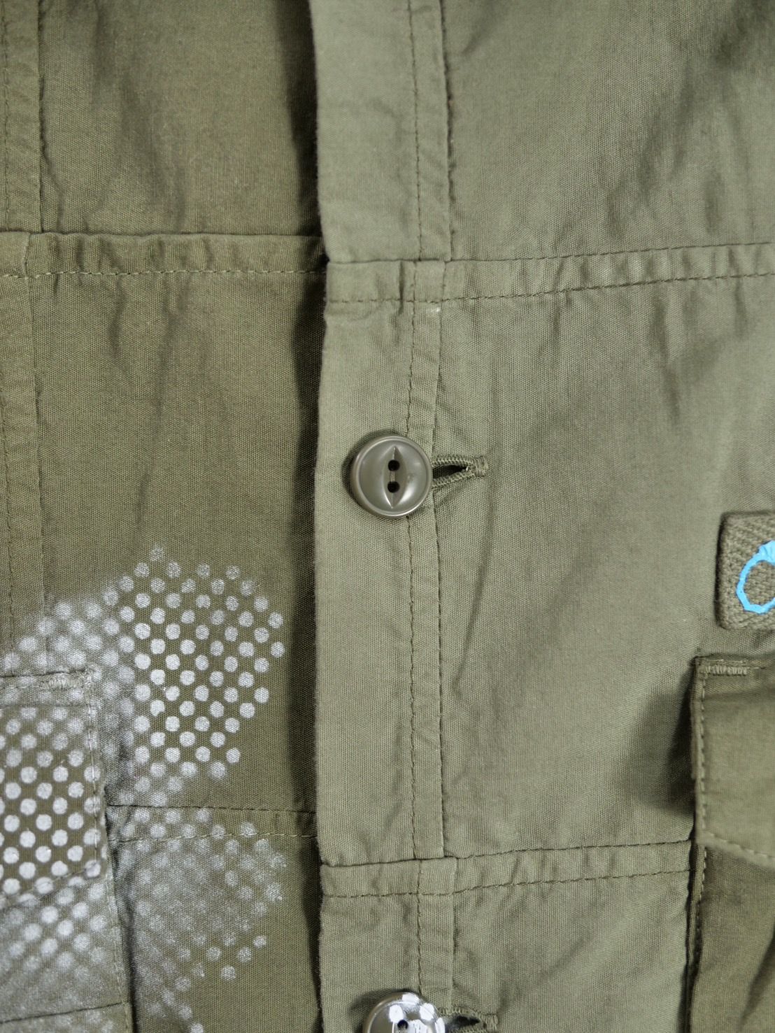 【世界で一枚だけ】 Artミリタリーシャツ / パッチワークシャツ / ユーティリティーシャツ /  KHAKI / カーキ