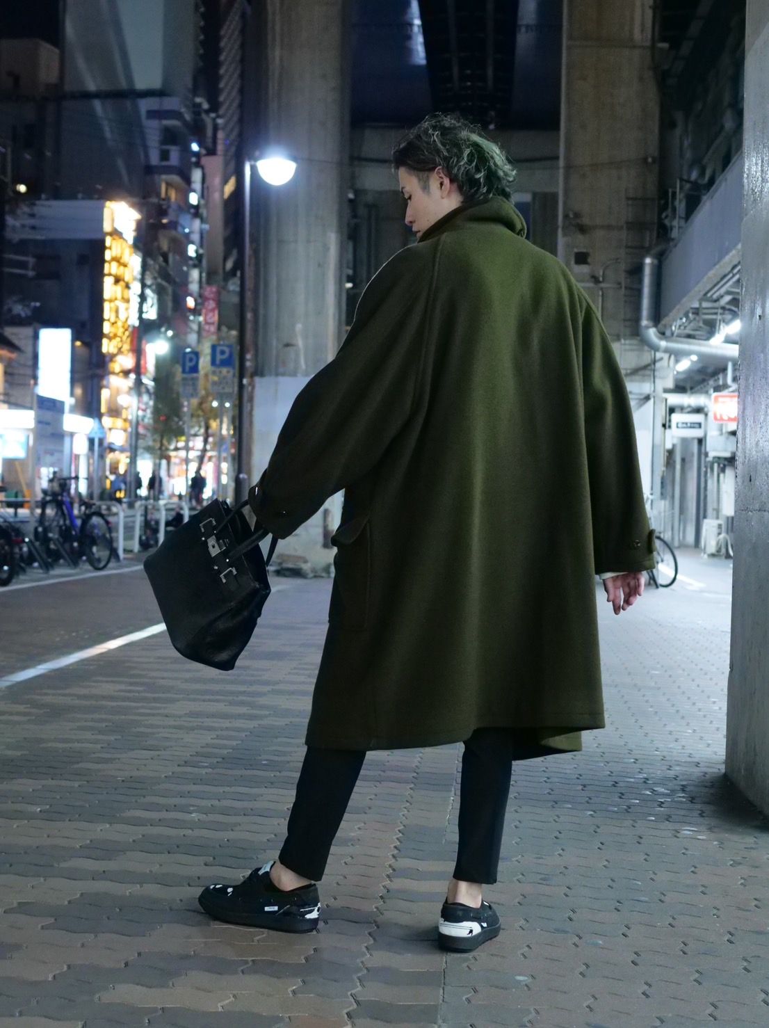 【WOOL混紡コート】ハイネックダッフルコート / メルトン生地 / オーバーサイズコート / BROWN KHAKI