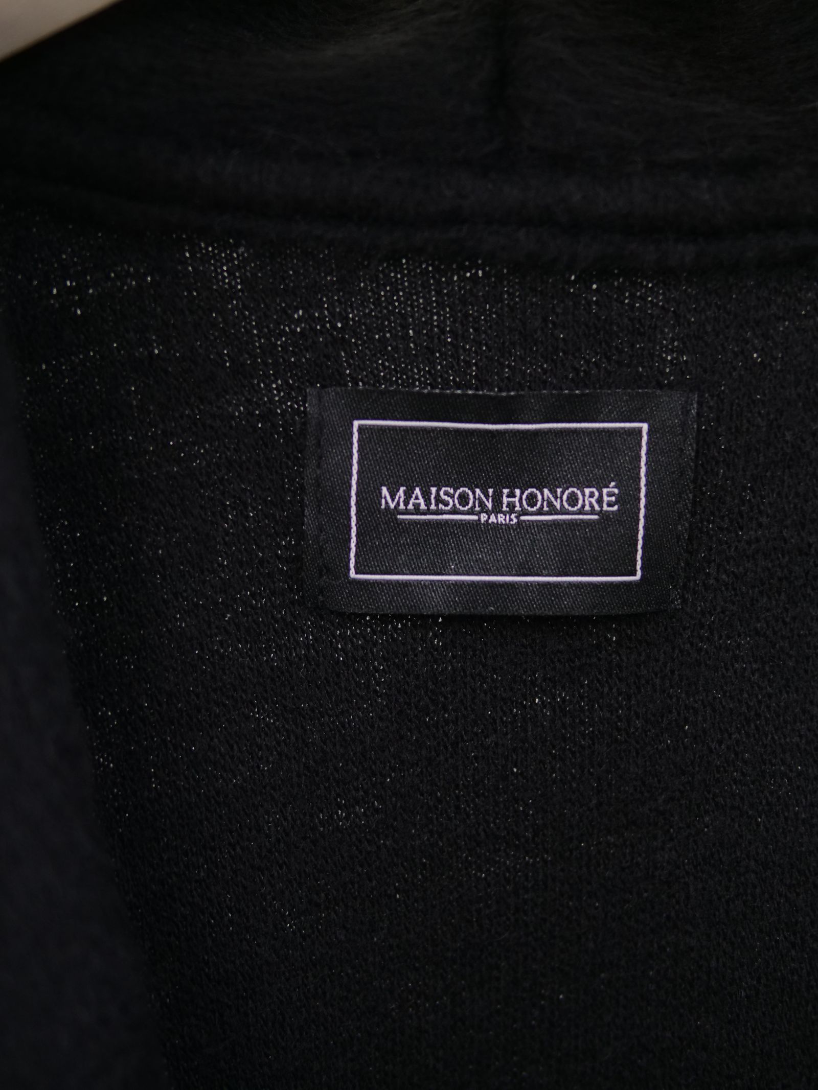 MAISON HONORÉ（メゾンオノレ）ハート刺繍 カーディガン ユニセックス｜WOOL混シャギー・ティファニーブルー刺繍
