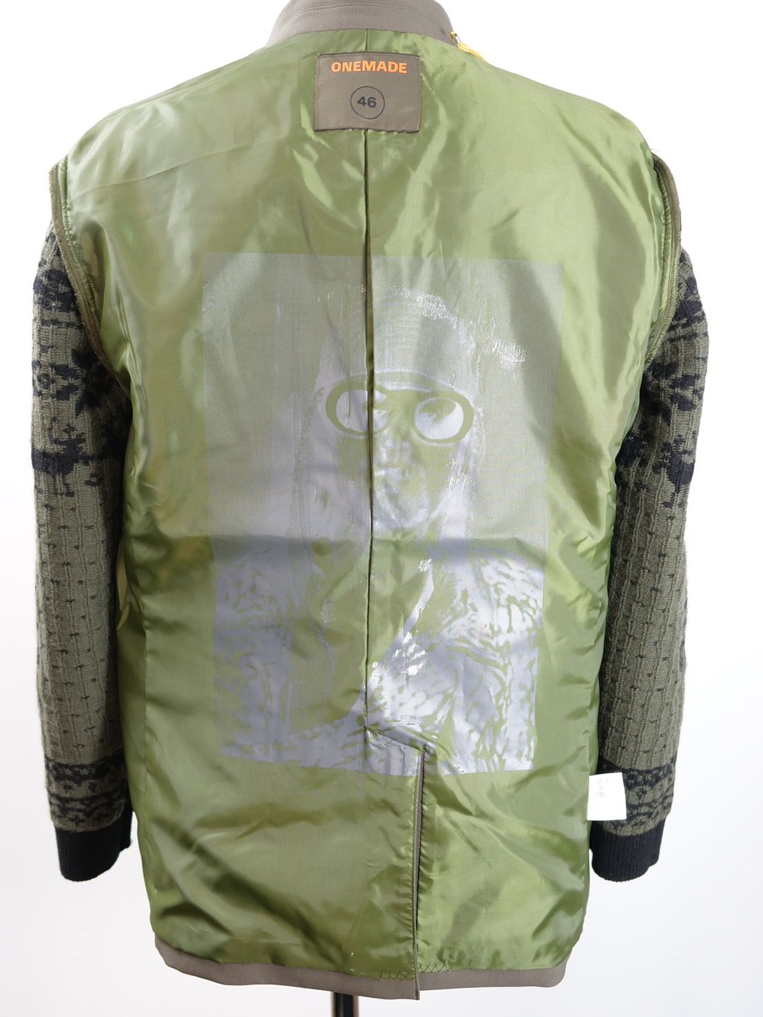 【現代作家が手掛けるアートなテーラード】 ONE-828  KINIT SLEEVES JACKET / ユニセックス  / ニット切り替えテーラード / ハンドメイド / ウール / カシミア