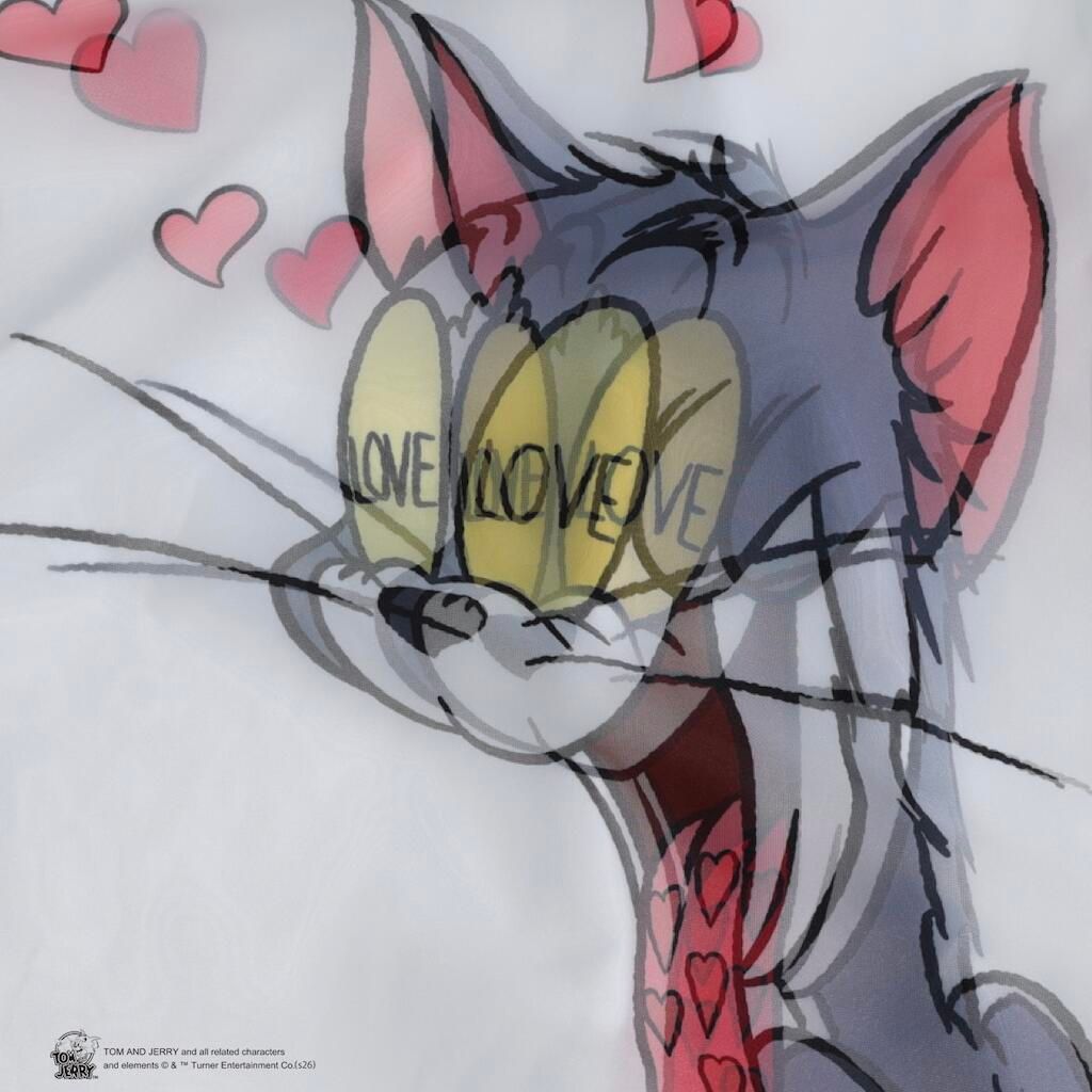 【トム&ジェリー】コラボレーション /TR-150 TOM&JERRY LOVE WHITE 3DTシャツ / ユニセックス