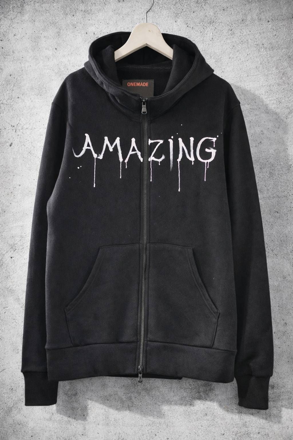 【普通のパーカー”には戻れない】ハンドメイドZIPパーカー / BLACK / アートファッション / 一点物 / ワンマイルウェアー