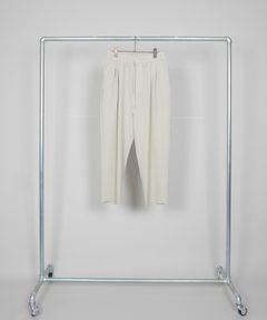 【大人のワイドスラックス】  2タック スラックス / BEIGE ストライプ / ストレッチ素材 /  ドライタッチ / サルエル /  テーパード