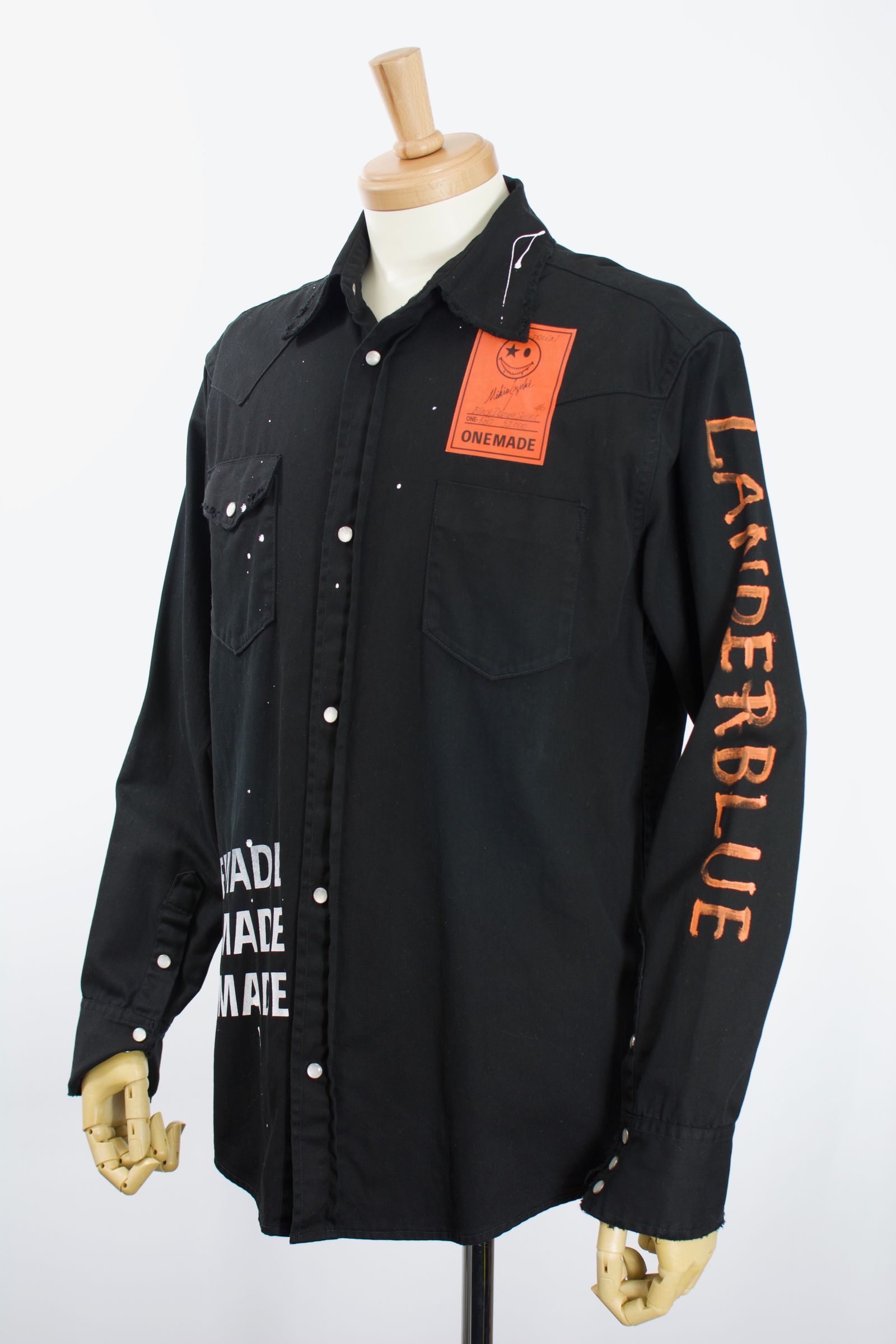 ONE-580 BLACK  DENIM SHIRT  / ブラックデニムシャツ /  Hand Made / ハンドメイド  / ハンドペイント