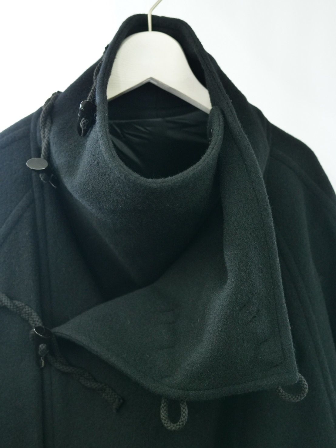 【WOOL混紡コート】ハイネックダッフルコート / メルトン生地 / オーバーサイズコート / BLACK