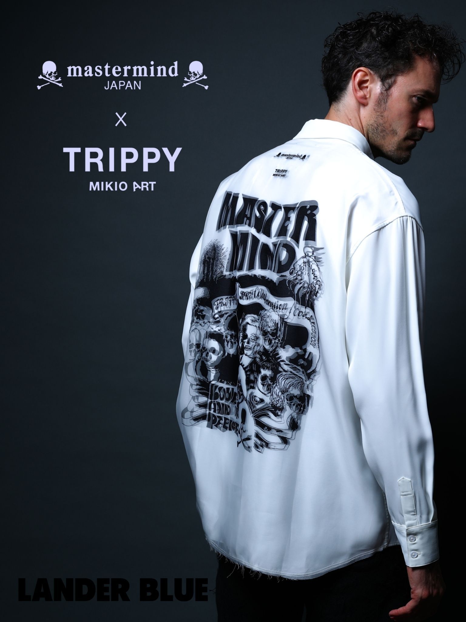 1月17日からの販売【mastermind JAPAN コラボレーション】 TRMM-4 ROCK STARS / SHIRT /WHITE/ 3Dアート/ UNISEX/