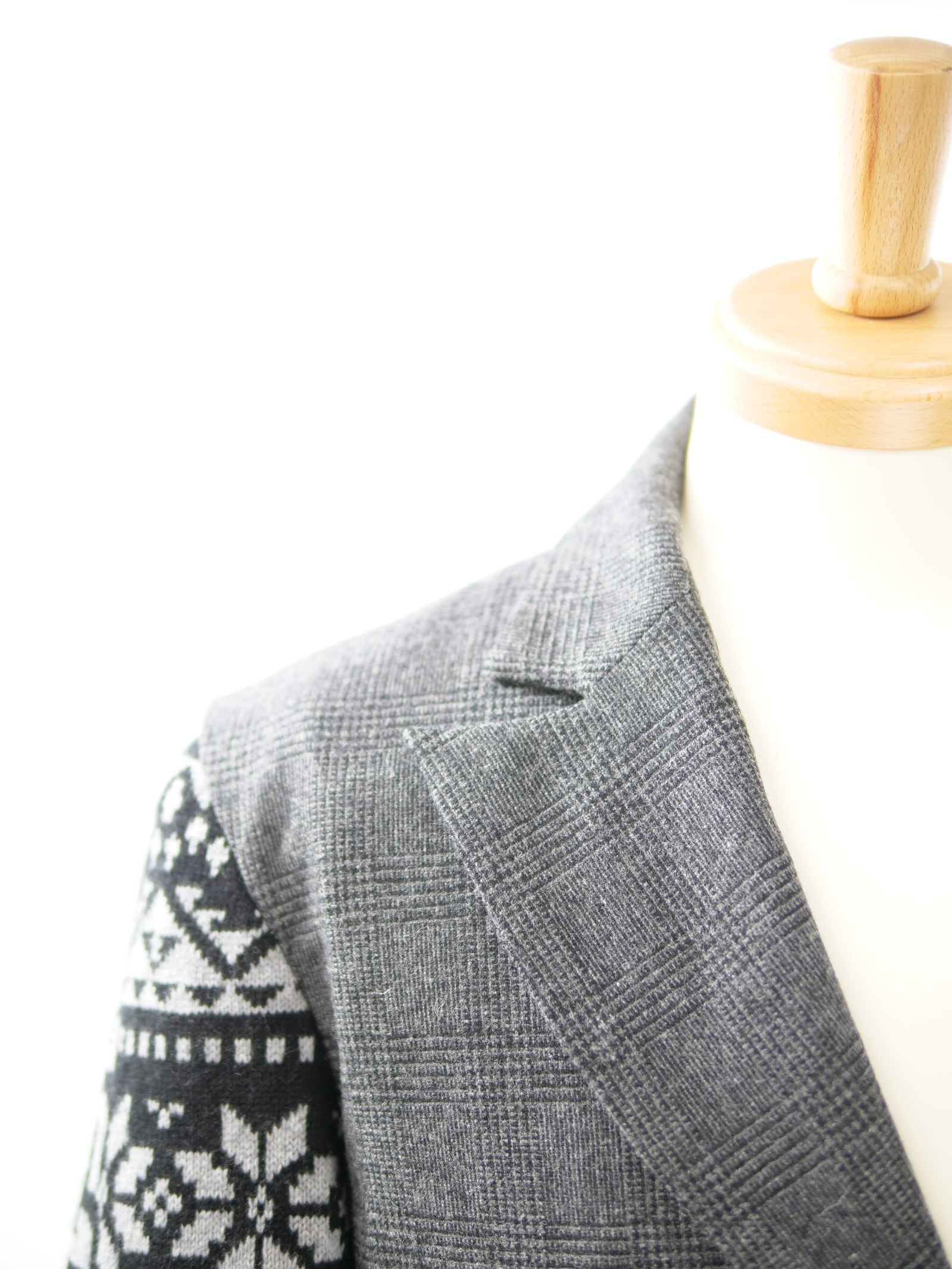 ONE-828  KINIT SLEEVES JACKET / ユニセックス  / ニット切り替えテーラード / ハンドメイド / ウール / カシミア