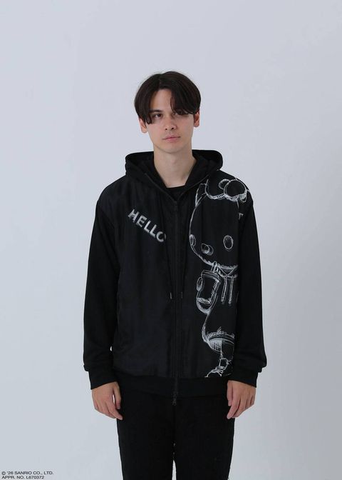 【HELLO KITTY デザイン】TR-103 / アートパーカー / ハローキティ / BLACK / ユニセックス / ZIPパーカー
