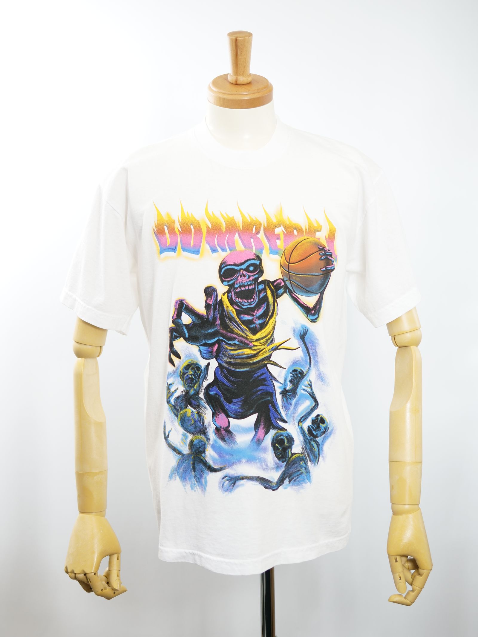 BASKET BONES BOX T SHIRT / WHITE / 白色 / オーバーサイズ  / USA産コットン / ヘビーオンス /厚手