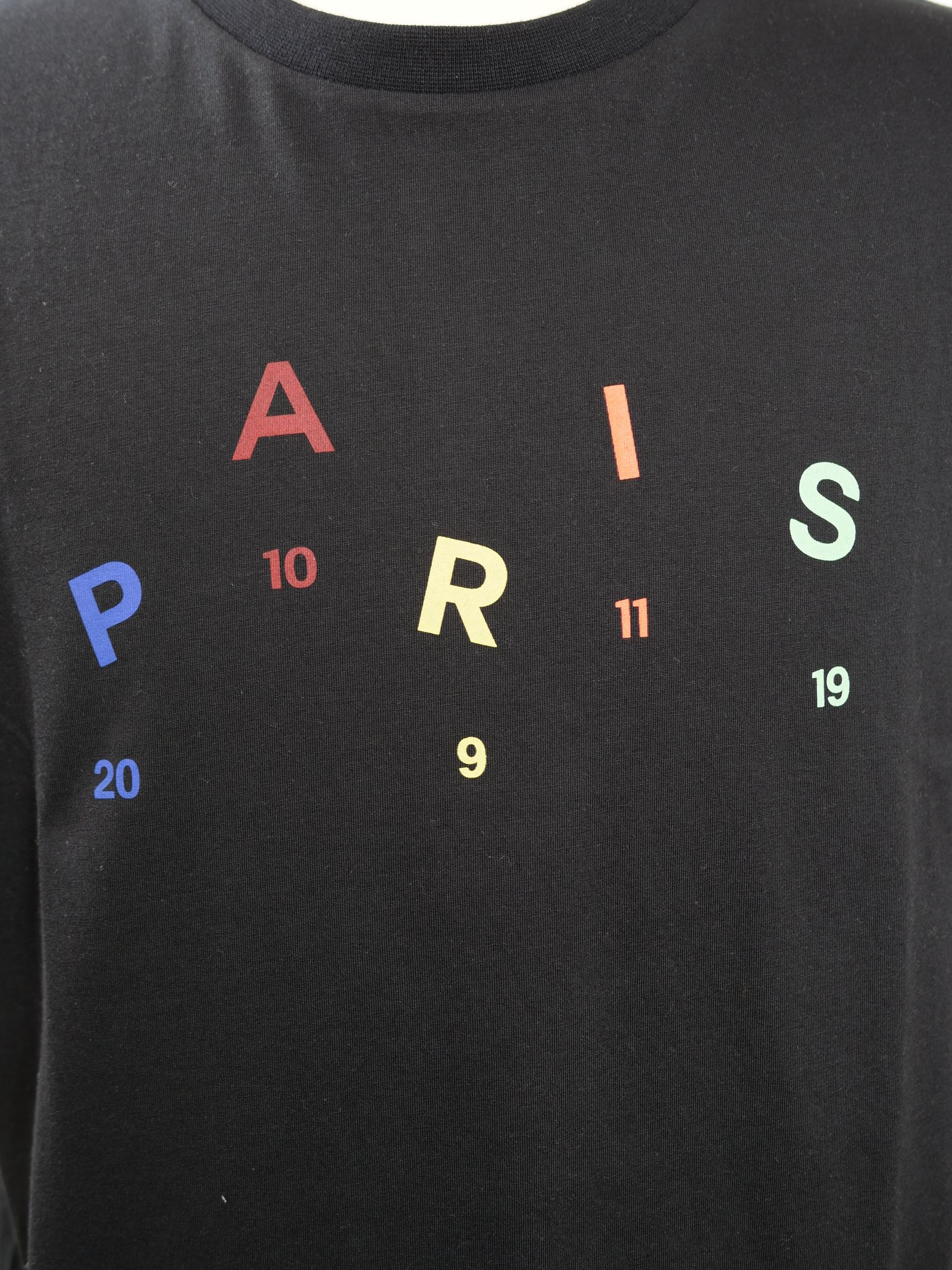 T SHIRT-PARIS COLORS- BLACK  /メゾン パリ フランス /  トリコロール / ストレッチコットン