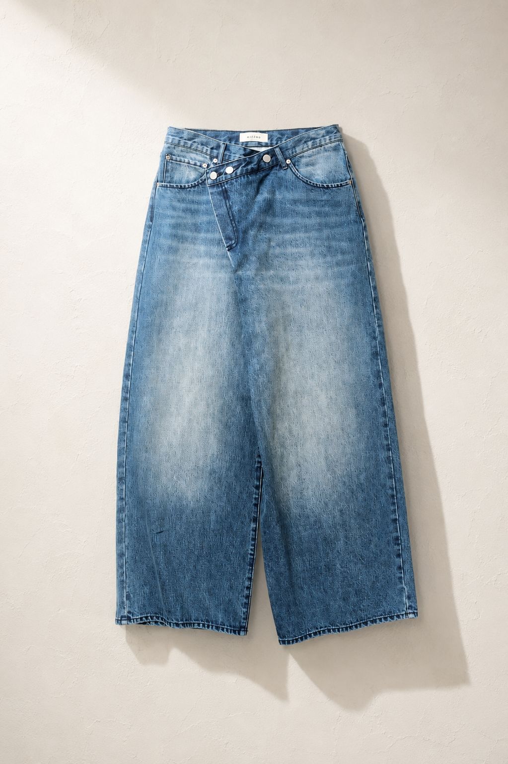 【ワイドデニムパンツ】 OVERLAP DENIM WIDE PANTS / インディゴブルー / ストレート / 13.3オンス